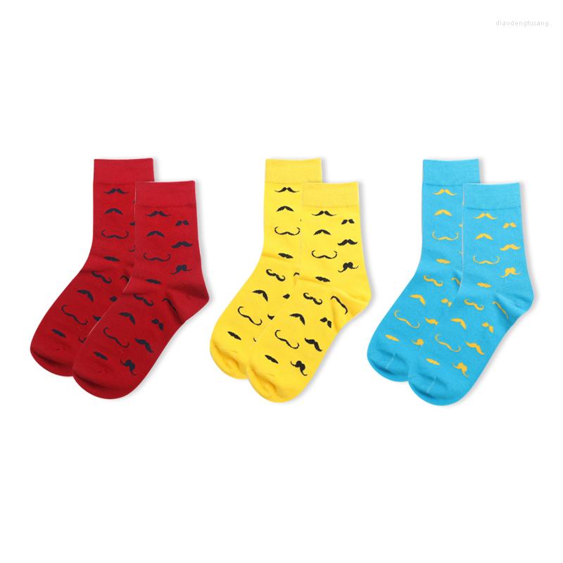 

Men's Socks DONG AI Cotton Men's Funny Moustache Cool Skate Sock Harajuku Happy Man Novelty Breathable Mens Meias Sox 3 Pairs, Red