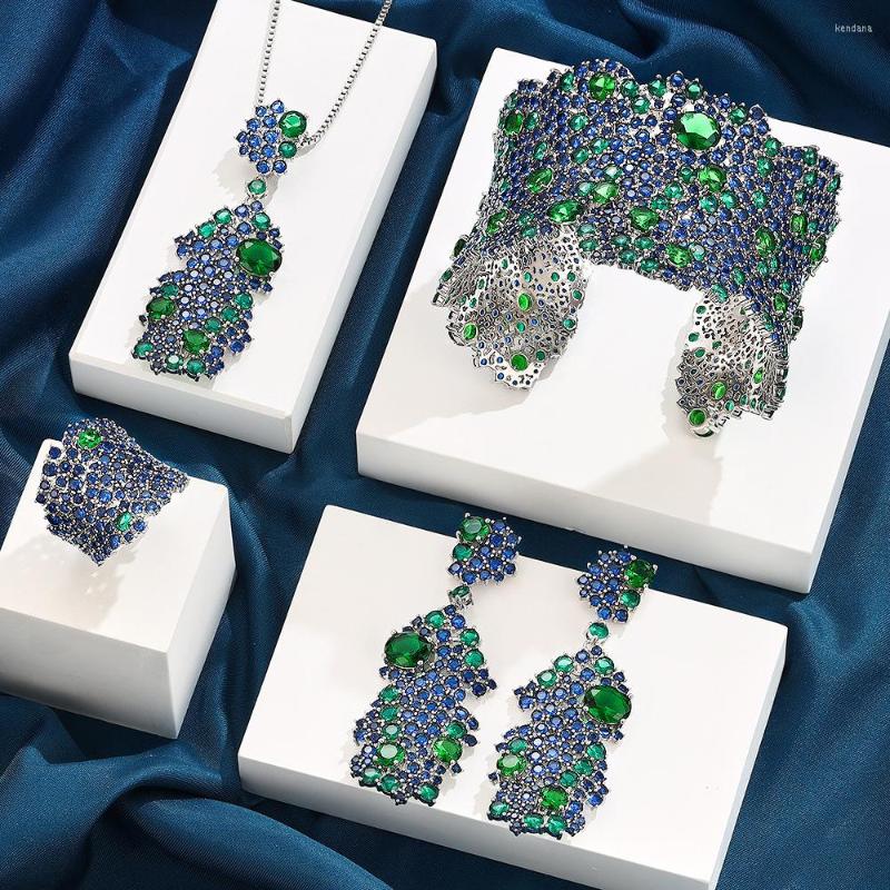 

Necklace Earrings Set Ladies Wedding Party Zircon Dubai Bridal Jewelry CHD21075, Picture shown