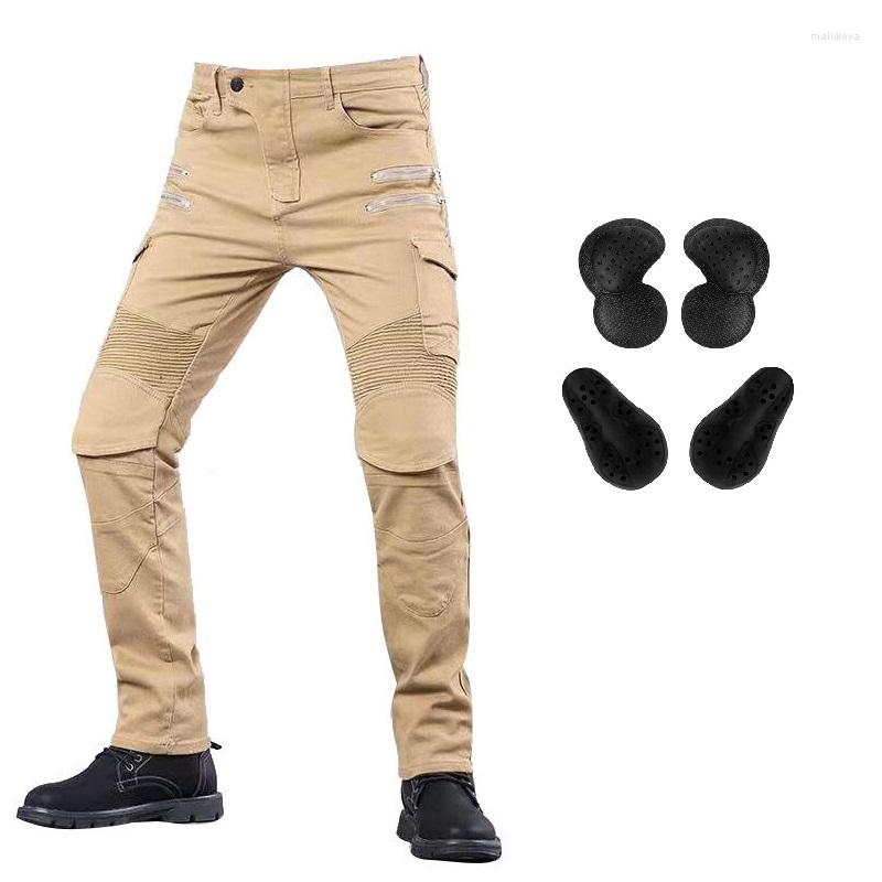 

Motorcycle Apparel Autumn Winter Spring Men' Khaki Outdoor Traveling Jeans Stretch Racing Road Motocross Equipment Pants