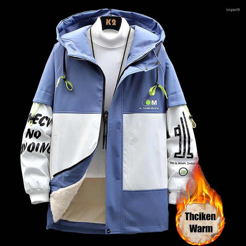 

Men's Jackets Fashion Casual Mens Fleece Hooded 2022 Autumn Winter Thick Warm Parkas Male Coat Outwear Windbreaker Youth Tops Clothing, Black grey