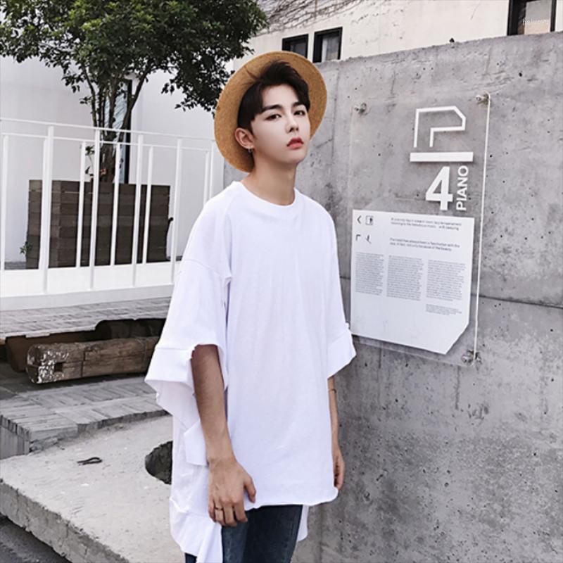 

Men's T Shirts Men's Short Sleeve T-Shirt Summer Harajuku High Street Fashion Irregular Design Casual Loose Large Size Half, Black