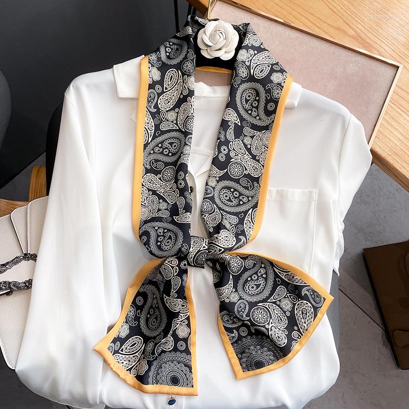 

Scarves 2022 Silk Scarfs For Women Design Luxury Ribbon Hair Scarf Bag Neck Tie 17 150cm Headband Female Neckerchief Foulard Skinny