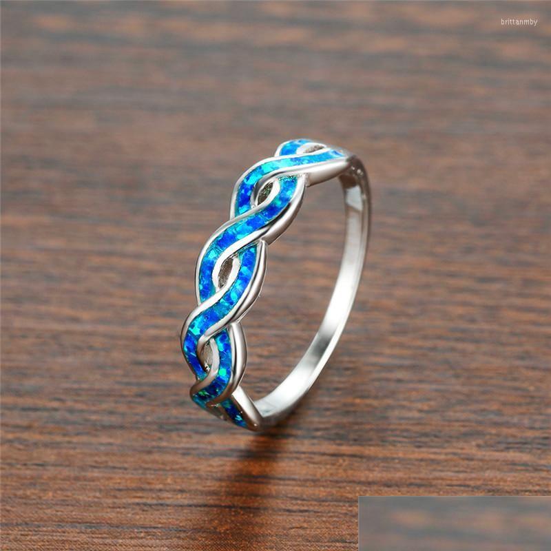 

Wedding Rings Wedding Rings Luxury Female Opal Stone Tihin Ring Classic Sier Color Charm Hollow Infinity Engagement For Women Drop D Dhukj
