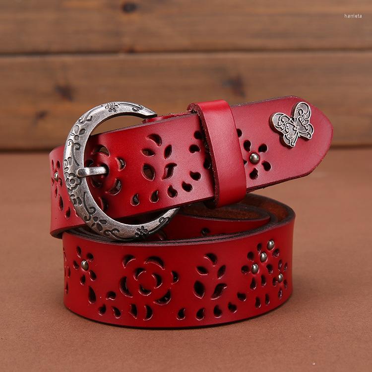 

Belts Women's Leather Belt Fashionable Hollow Waistband Wide Korean Leisure Needle Buckle, White