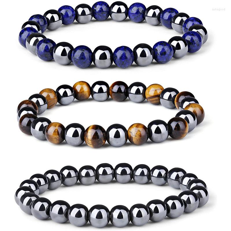 

Strand Magnetic Hematite Therapy Beads Bracelet Men Women Healing Energy Natural Stone Adjustable