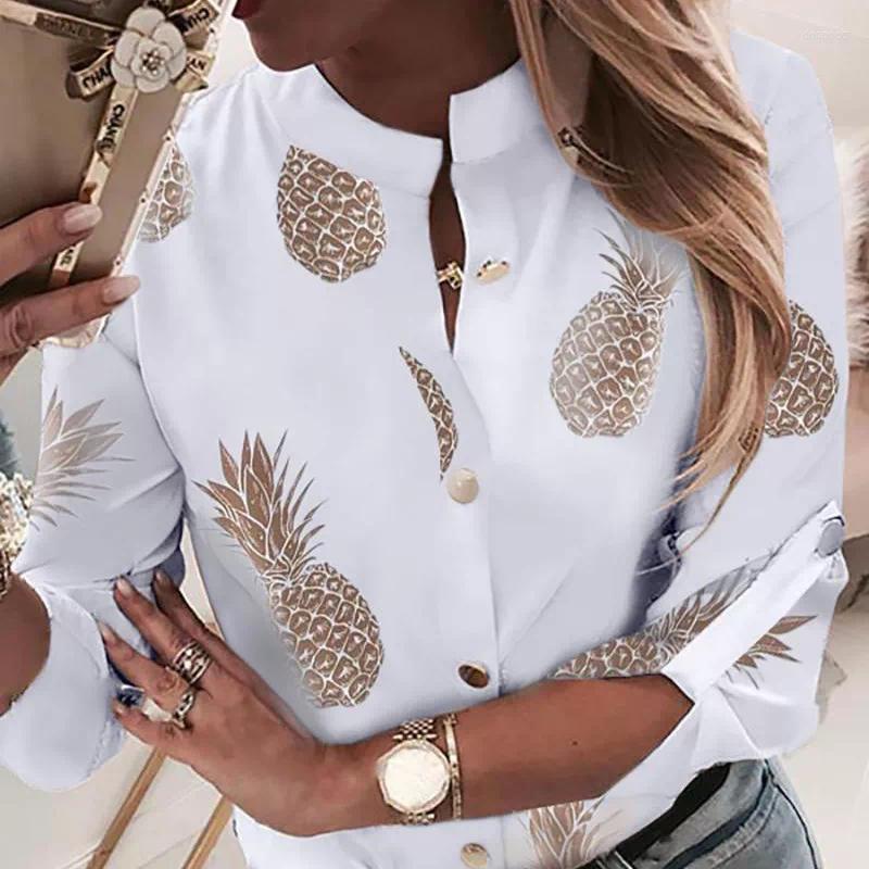 

Women' Blouses Blouse Women' Shirt Ananas White Long Sleeve Woman 2022 Womens Tops And Elegant Top Female Autumn