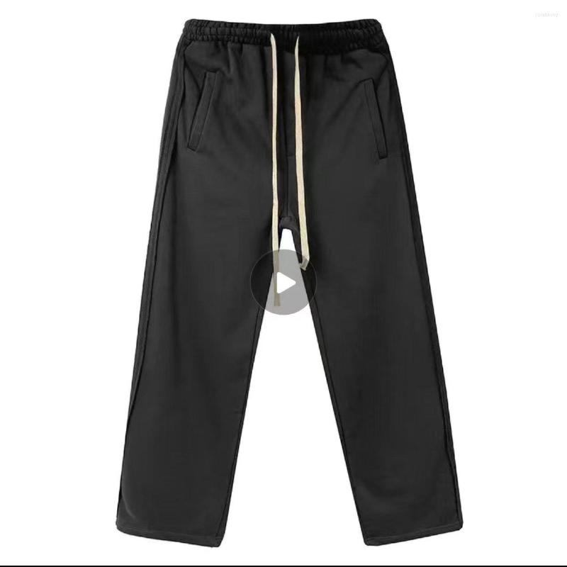 

Men's Pants Summer Thin High Street Style Trousers For Men With Wide Legs Drape Floor Sweatpants INS Loose Straight Leg Logo, Black