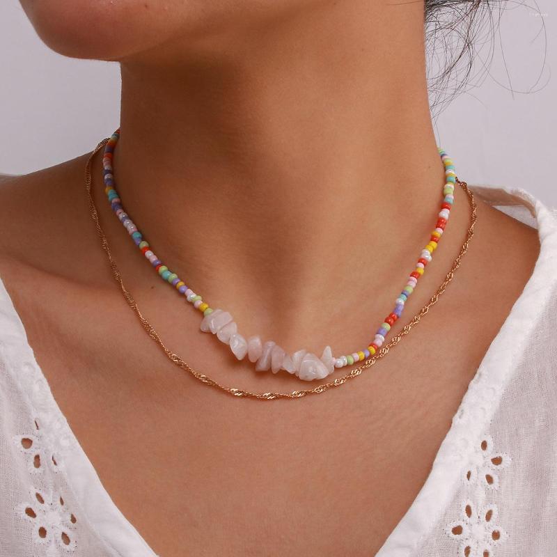 

Choker Women Jewelry Bohemia Seed Beaded Natural Stone Short Necklace Irregualr Beads For Collar Gifts