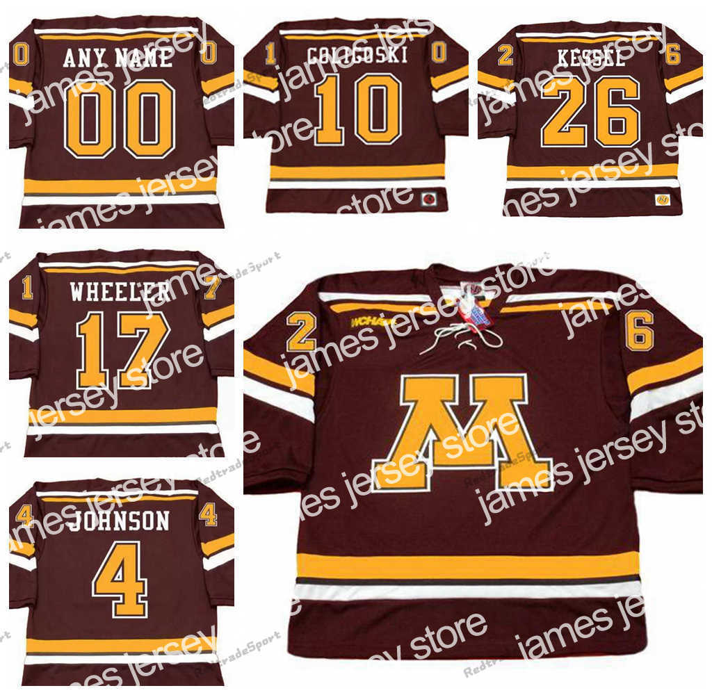 

Hockey Jerseys Mens Vintage Minnesota Gophers #26 PHIL KESSEL College Hockey Jerseys THOMAS VANEK 10 ALEX GOLIGOSKI 9 KYLE OKPOSO 5 NICK LEDDY 17 Wheeler 4, 17 blake wheeler