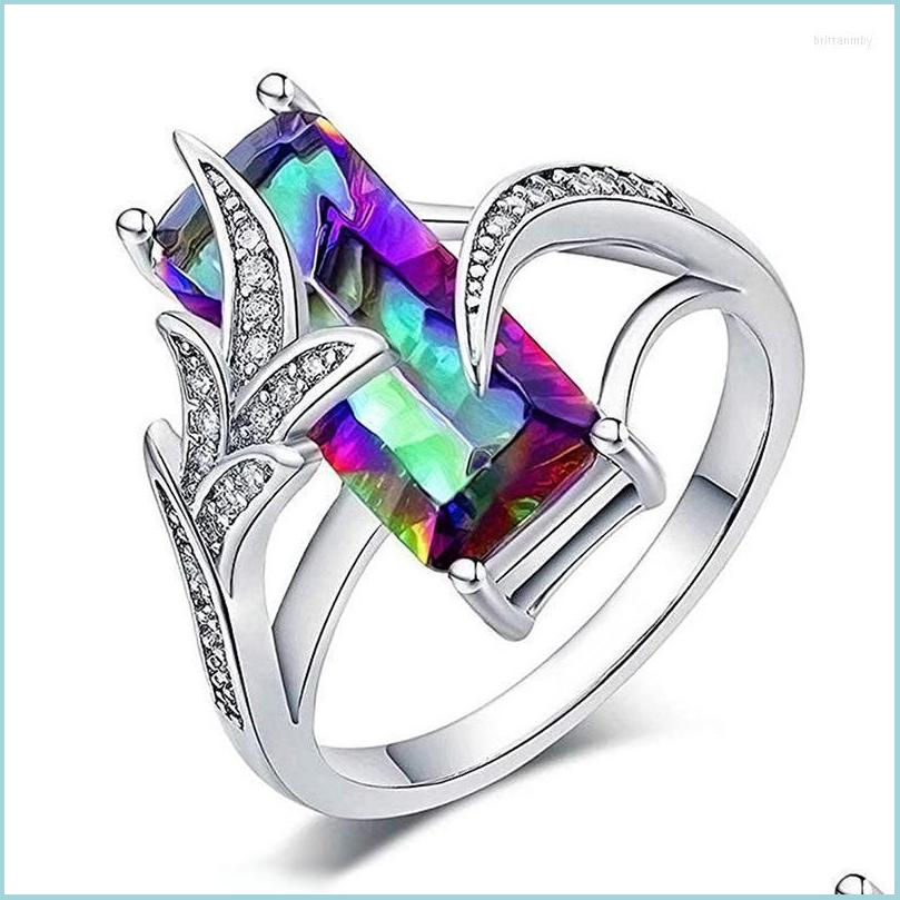 

Wedding Rings Wedding Rings Colorf Square Cubic Zirconia For Women 2022 Fashion Jewelry Sier Color Female Party Giftswedding Brit22 Dhwni
