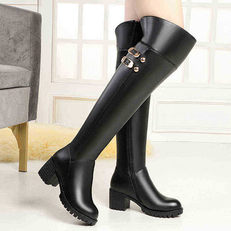 

Boots Ciciyang Women OverKnee Real Leather Wool Long Tube High Plus Size 2022 Winter Heels Driving J220915, Black down