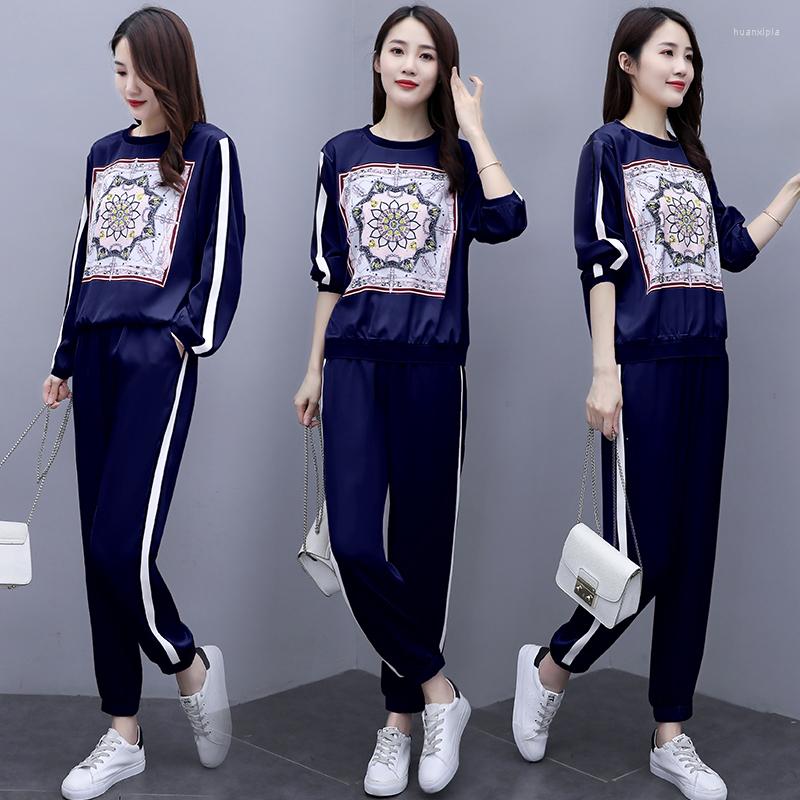 

Women' Tracksuits 2022 Spring Fashion Women 2 Piece Set Top And Pants Printed Suit Loose Casual Ensemble Femme Survetement Clothes For, Pink