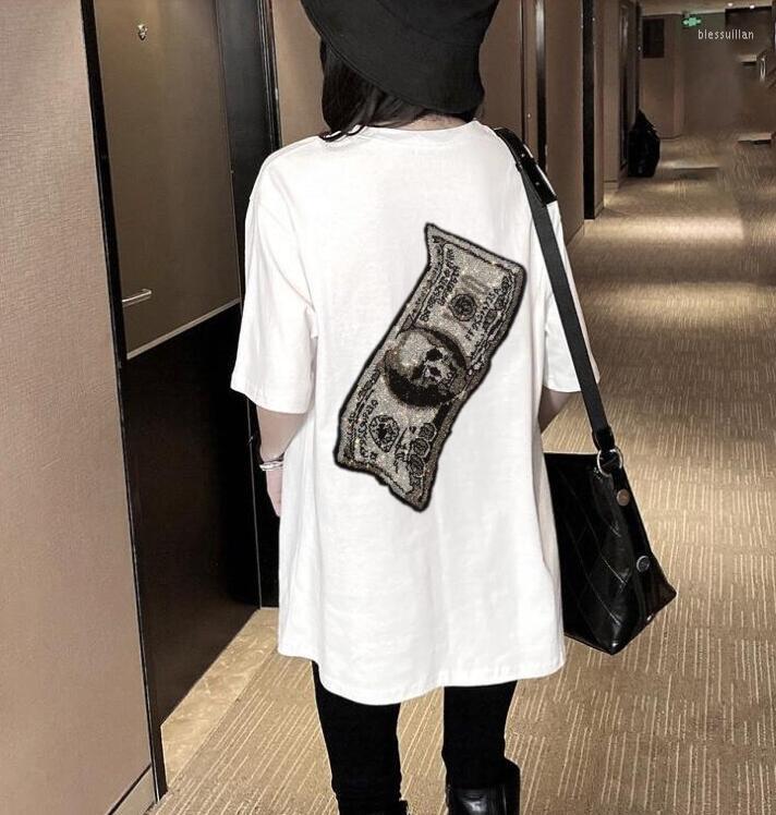 

Men' T Shirts Drop Young Girls T-Shirt Diamonds Short Shirt Black O-neck Tees Cotton Regular Tops Women, As shown