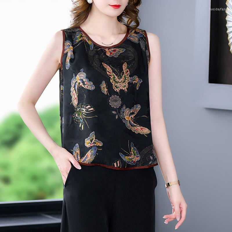 

Ethnic Clothing 2022 Traditional Gilet Clothes Retro Chinese Style Modern Women Vest Jacket Butterfly Print Oriental National Tang Suit