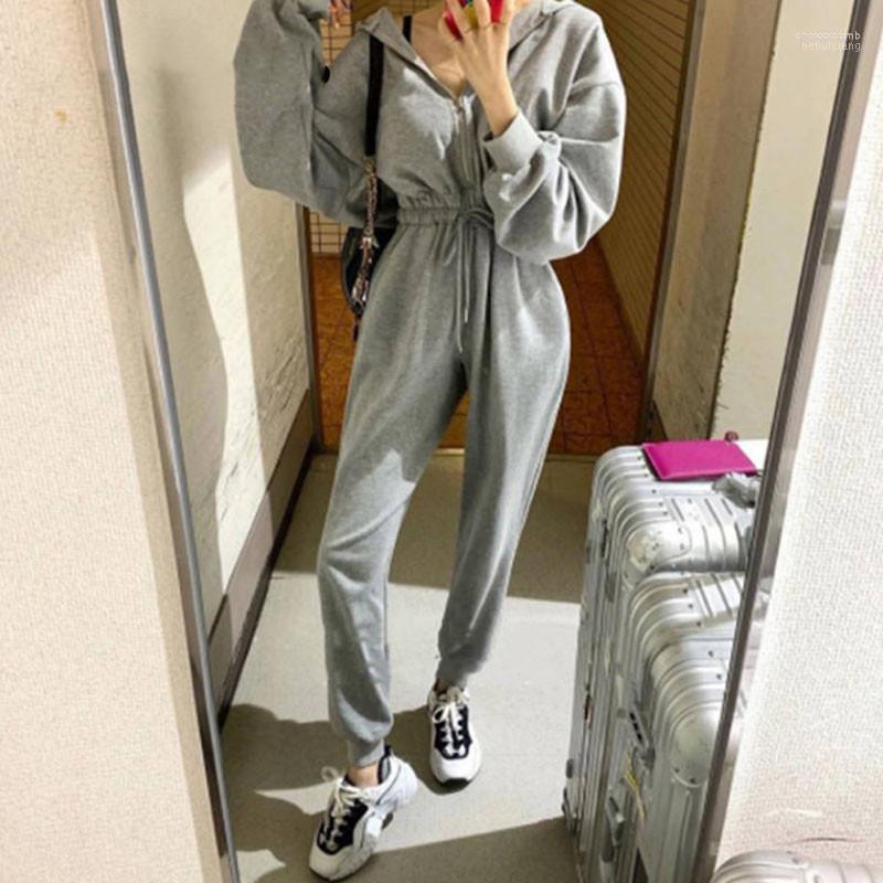 

Women' Jumpsuits Women' & Rompers 2022 Spring Casual Black White Grey Color Women Jumpsuit Do Exercise Elastic Waist Female Playsuit