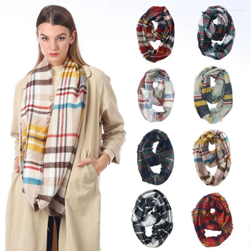

Scarves CH-526 Scarf For Women Knitted Spring Winter Plaid Warm Imitation Cashmere