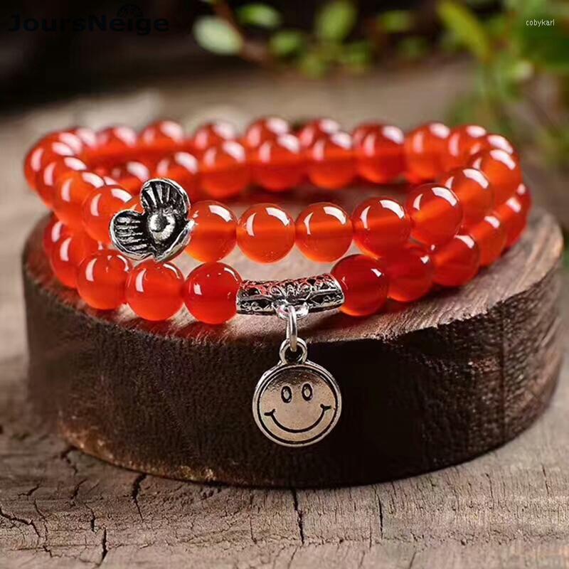 

Strand Wholesale Red Crystal Bracelets Beads 6mm Tibetan Silver Face Accessories Pendant For Women Bracelet Multilayer Jewelry