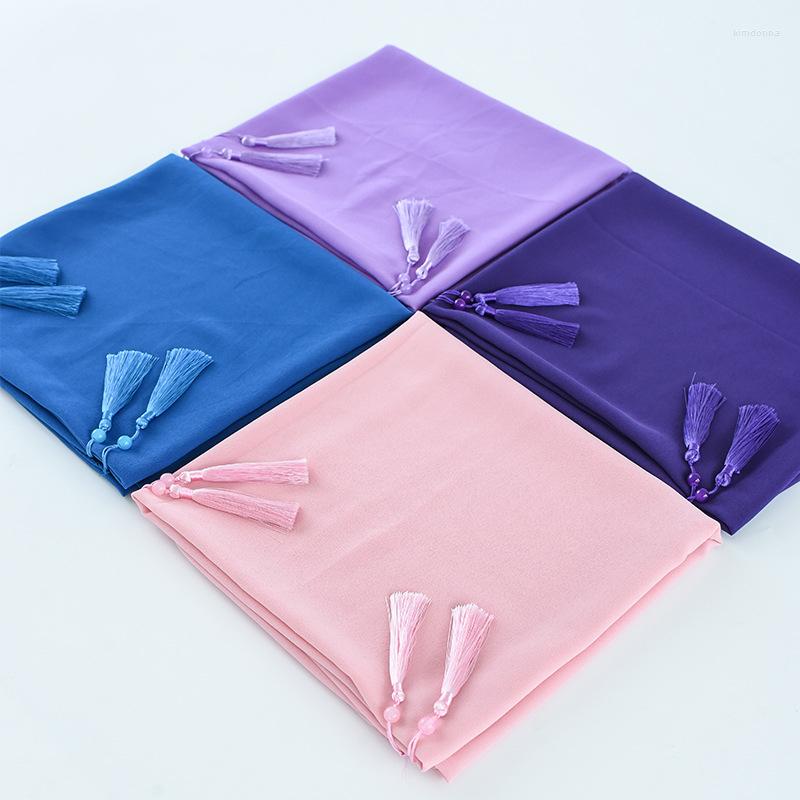 

Scarves Style Tassel Shawl Malaysia Indonesian Plain Bubble Chiffon Scarf Solid Long Muslim Hijab For Women