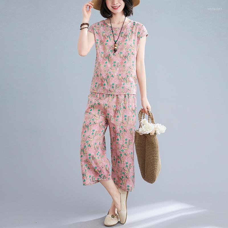 

Women's Two Piece Pants Women 2022 Summer Fashion Print Clothes Set Female Soft Cozy Cotton Sets Loose Casual Tops And Suit E45, 48