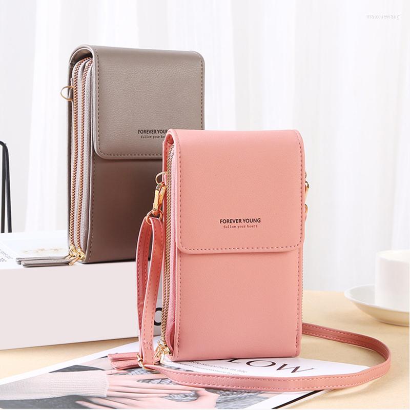 

Evening Bags Women Shoulder Toch Screen PU Leather Korean Female Phone Bag Mini Multifunction Flap Card Clips Schoolgirl Handbag, Yellow