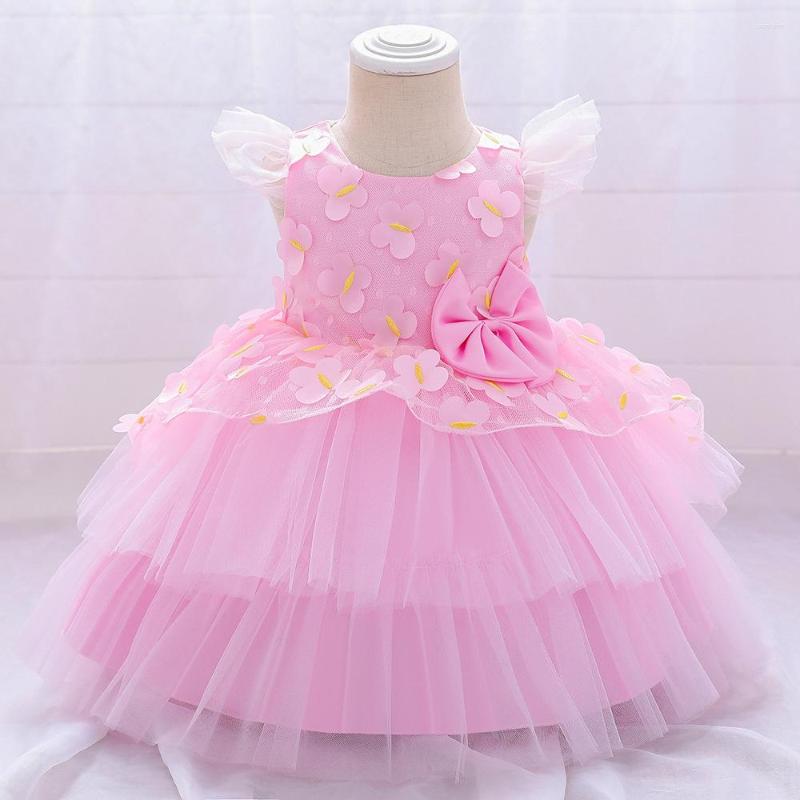 

Girl Dresses Kids Girls Embroidered Flower Formal Princess Party Gown For Children Prom Wedding, L1991xz-b