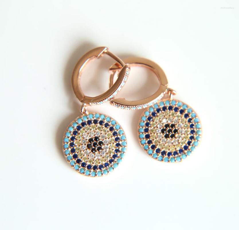 

Dangle Earrings 2022 Arrive Fine Silver Color Jewelry Pave Stone Turquioses Disco Charm Women Earring