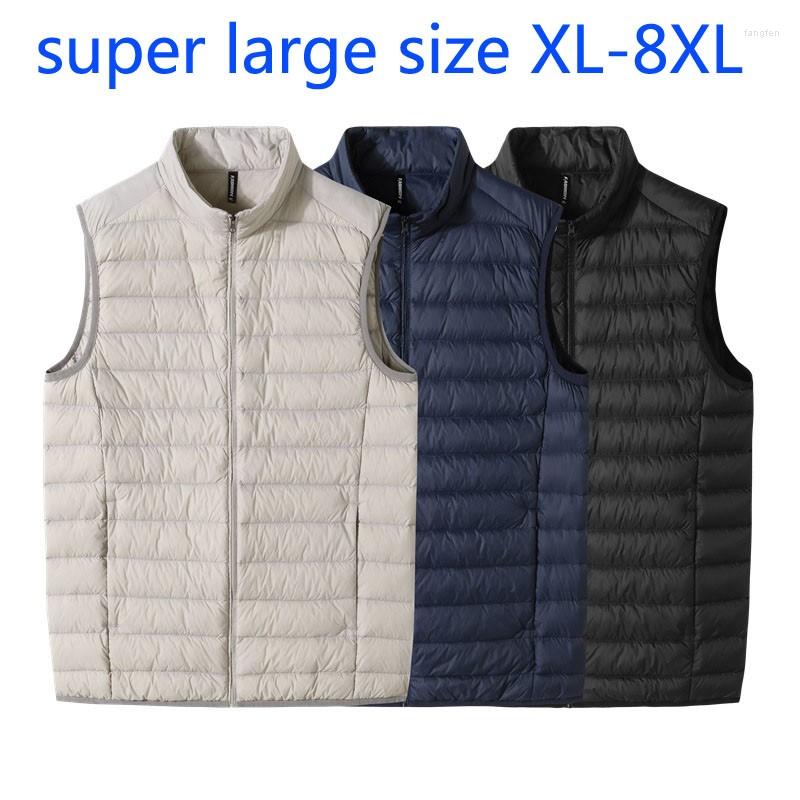 

Men's Down Arrival Fashion Super Large Autumn Winter Men Stand Collar Lightweight Vest Thin Loose Casual Plus Size -6XL 7XL 8XL, 982 black