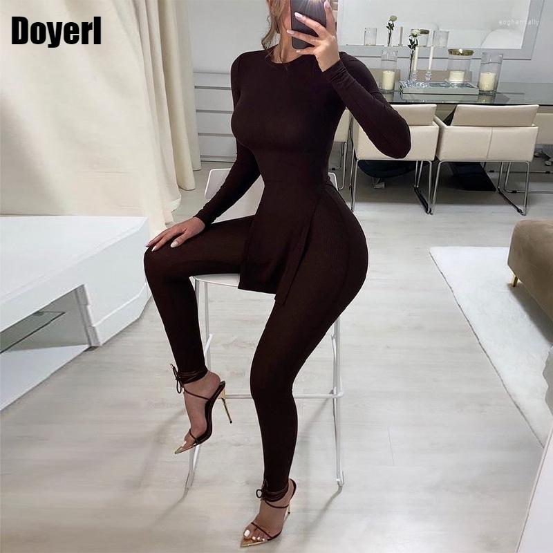 

Women' Tracksuits Autumn Spring Two Piece Set Women Top And Pants Ribbed Tracksuit Sportswear Stretchy Matching Outfits Casual Streetwear, Black