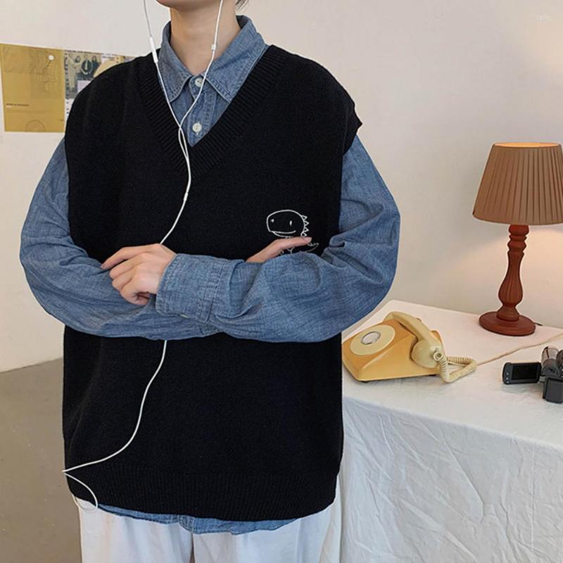 

Men's Sweaters Chic Spring Vest Sweater Solid Color Soft Oversized Men Autumn, Black