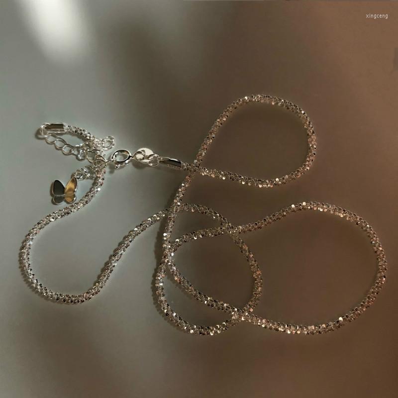 

Chains Super Flash Bling Silver Color Women's Chain Necklace Charm Short Choker Cocktail Party Fine Jewelry Gifts
