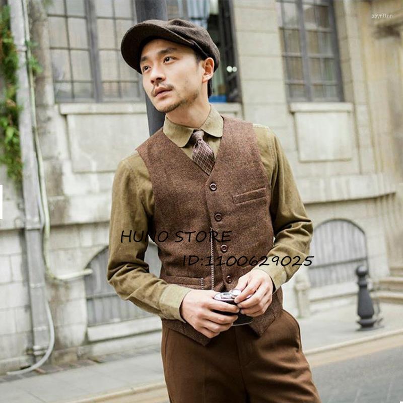 

Men' Vests Men' Suit Vest Herringbone Single Breasted V-Neck Sleeveless Jacket Wedding Groomsmen Party Steampunk Male Waistcoat, Green