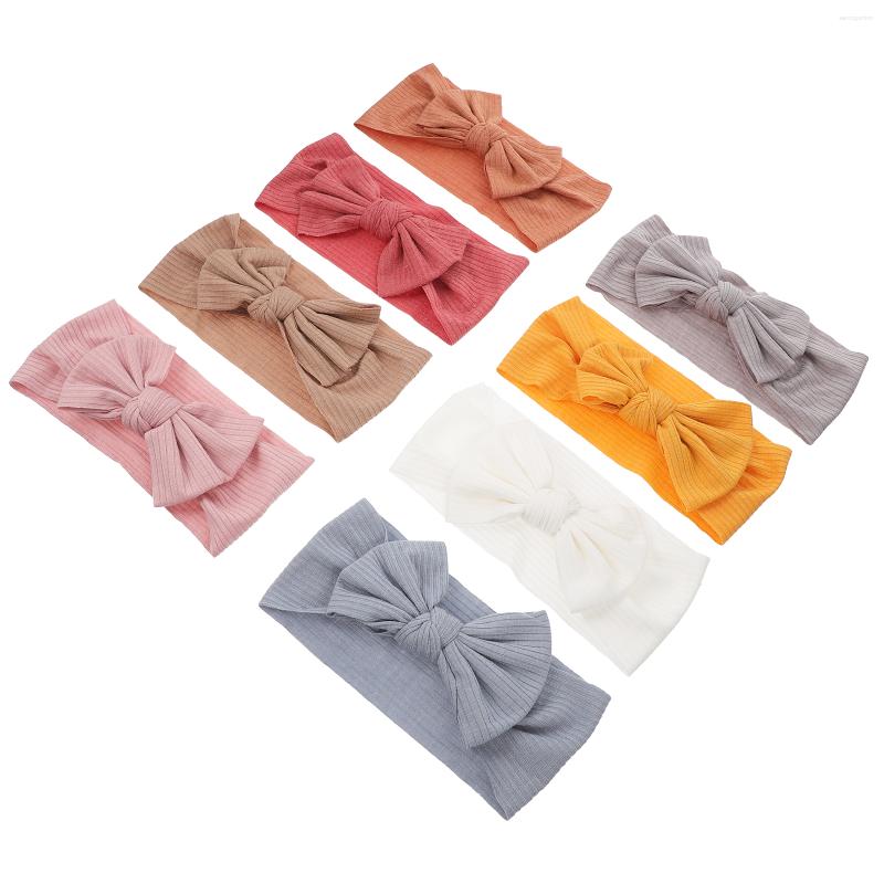 

Bandanas 8pcs Born Knot Headband Baby Hair Band Infant Wide Bows Wraps