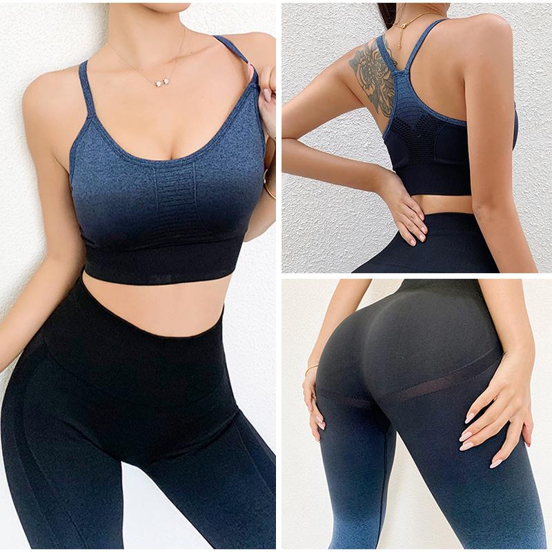 

Active Sets Seamless Pink Sport Set Women Two 2 Piece Bra And High Waist Leggings Sportsuit Workout Outfit Fitness Gym Wear Yoga, Red 2pcs set