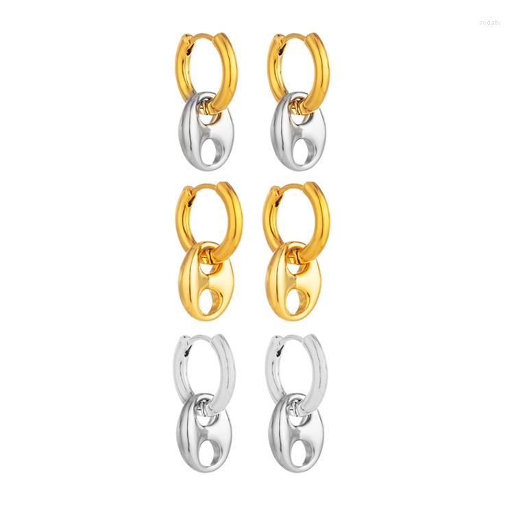 

Hoop Earrings Fashion Women Jewelry Pig Nose Stainless Steel Vacum Plating 18K