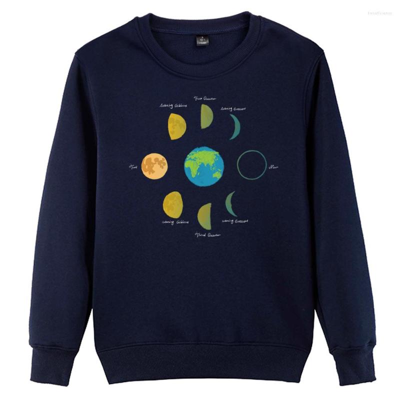 

Men's Hoodies Cartoon Moon Phases Earth Boy Man Men Crew Neck Sweatshirt Couple Clothes Teenager Pullover Fleece ZIIART, Black