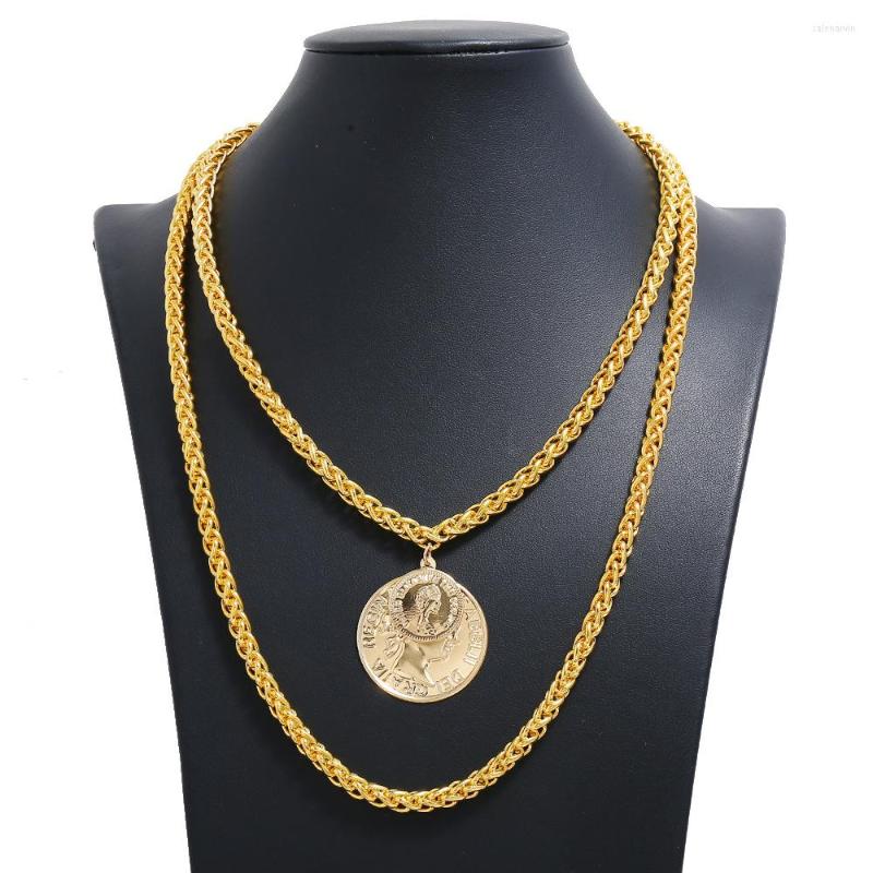 

Chains LZHLQ Double Layer Coin Chain Necklace Punk Link Padlock Pendant Women Fashion Gothic Jewelry
