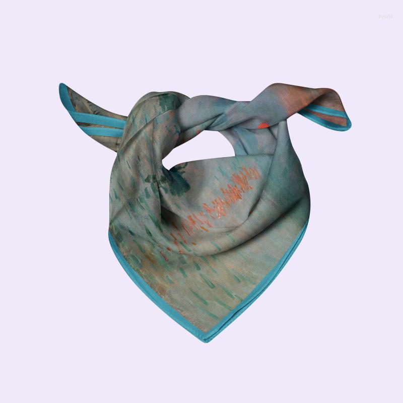 

Scarves Elegant 53cm Square Foulard Stylish Women Silk Scarf Female Office Decorated Neckwear Hair