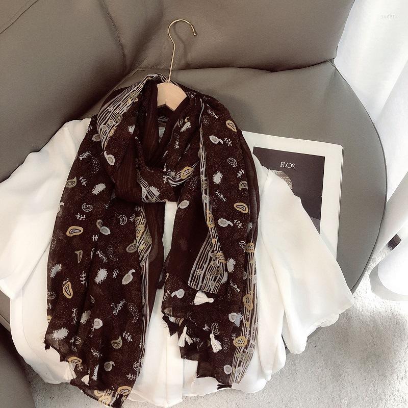 

Scarves Printed Cotton Linen Oversized Shawl Beach Towel Multi-function Scarf With