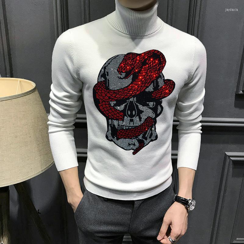 

Men's Sweaters Winter Handsome Knitted Pullover All-Match Men's Turtleneck Sweater Hip-Hop Cashmere Clothing Custom Diamond Arrival, As shown asian size