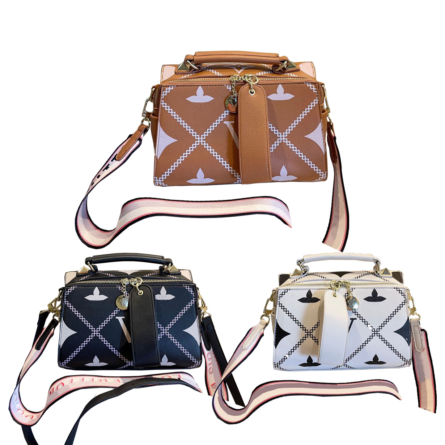 

Luxury designer bags printed handbag new shoulder bag leather cross pillow bag 4 styles 3 colors classic version good with fashion party tops quality verys goods nice, Brown size:23*8*16