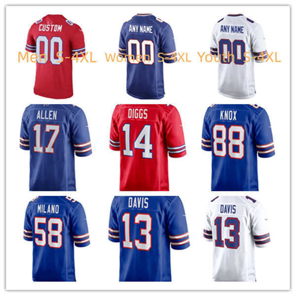 

Football Jerseys Buffalo''Bills''custom 40 Von Miller 17 Josh Allen 14 Stefon Diggs 7 Taron Johnson 58 Matt Milano 23 Micah Hyde 13 Gabe Davis 2 Tyler Bass, Color