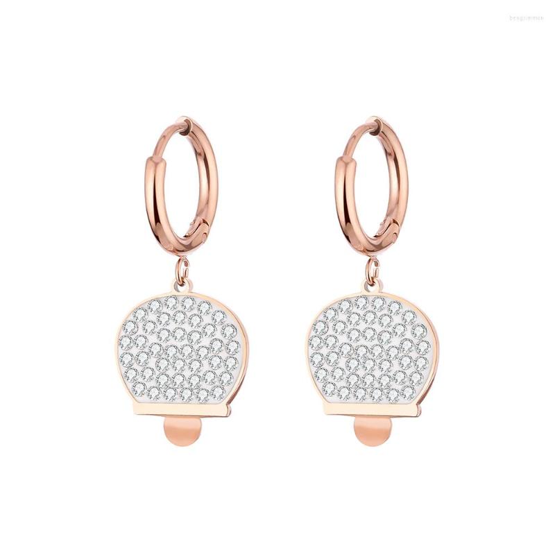 

Hoop Earrings Geometric Stainless Steel For Women Luxury Crystal Rose Gold Color Korean Earring Statement Jewelry Birthday Gift