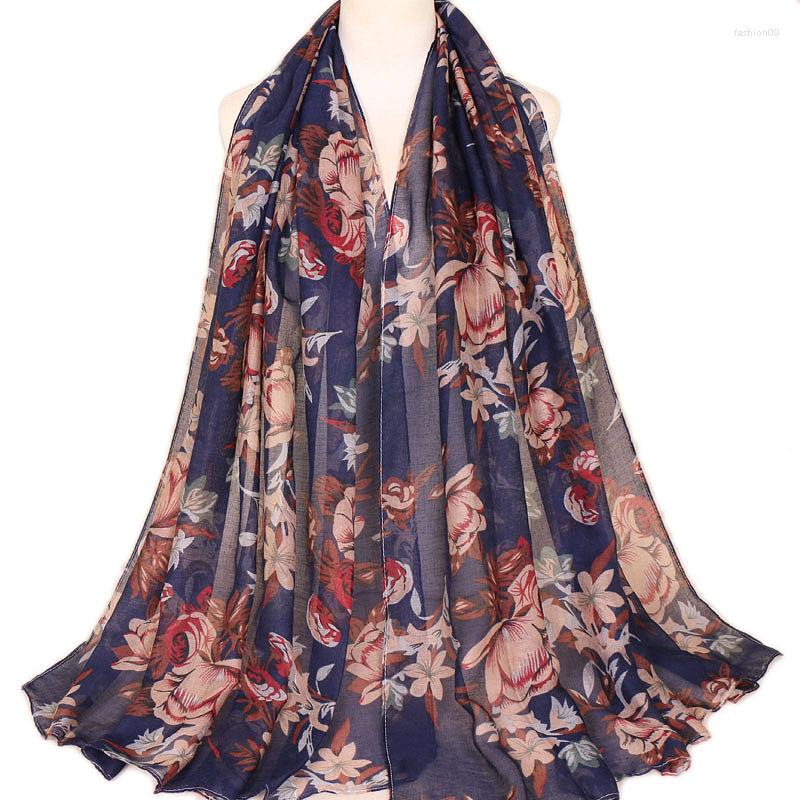 

Scarves Fashin Women Foulard Gradient Print Cotton Georgette Scarf Bandana Elegant Long Shawl Hijab Spring Summer Sun Protection