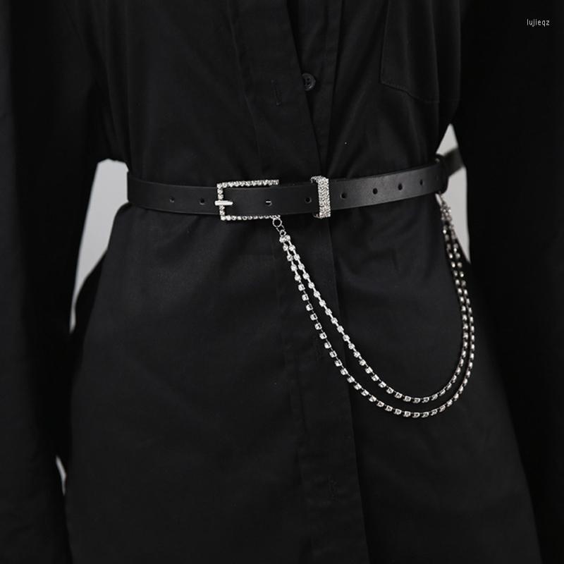 

Belts Black Waist Belt For Women Jeans Buckle Body Chain With Dangle G5AE