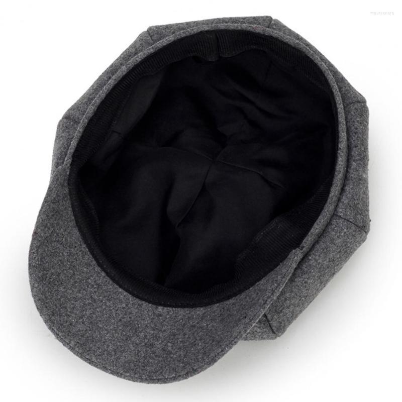 

Visors Octagonal Cap British Style Lightweight Warm Solid Color Women Sboy For Beach, Black