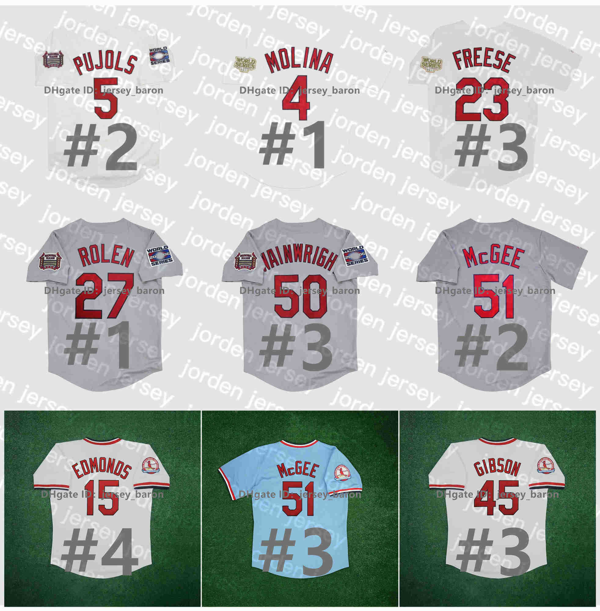

NEW College Baseball Wears Vintage 2011 2006 World Series Baseball Jersey Albert Pujols Bob Gibson Yadier Molina Matt Holliday Jim Edmonds D, As pic