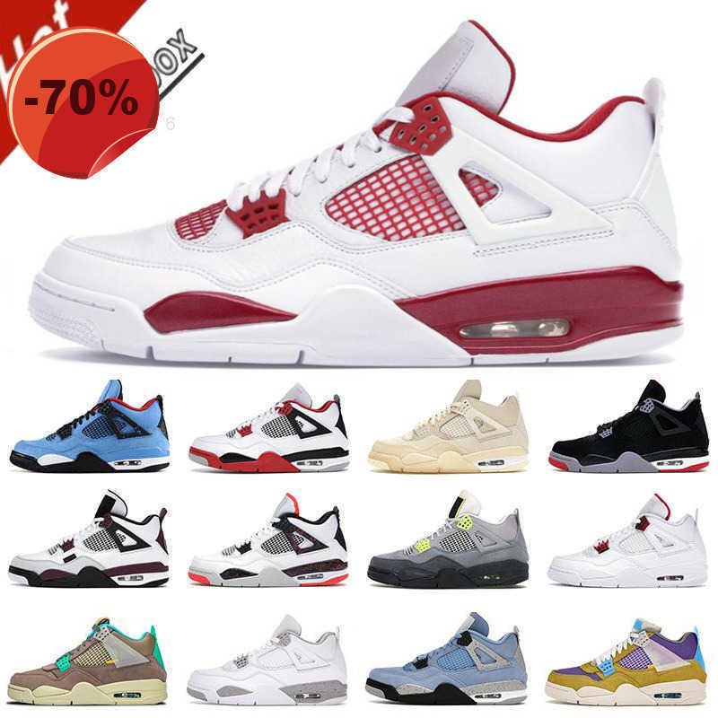 

Basketball Shoes Jumpman 4S Fire Red Black Cat Desert Moss University Blue Bred Oreo Cactus Jack 4 Men, White cement