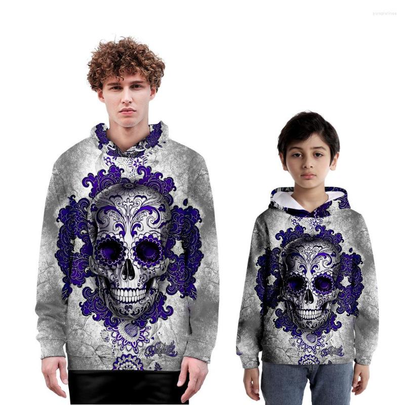 

Men's Hoodies 2022 Halloween Skull Trend Parent-child Wear 3D Print Children's Students Autumn And Winter Hooded Sweater Thin Fleece, Ea18412