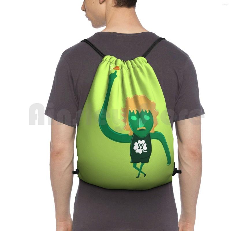 

Backpack Larry Flippin' Bird Drawstring Bag Riding Climbing Gym Boston Green Ball Hoops Shooter, Drawstring backpack