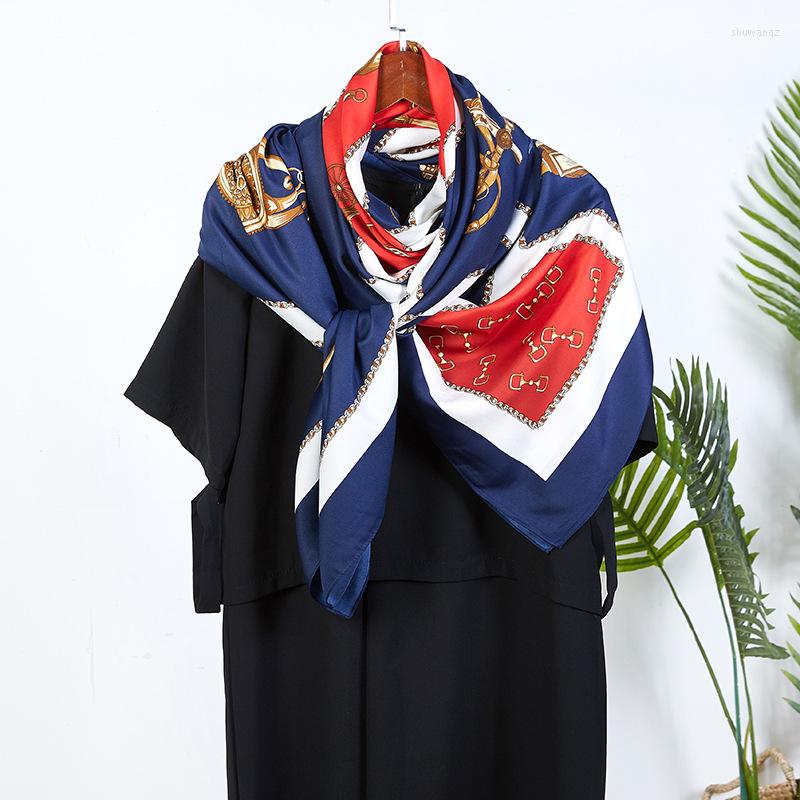 

Scarves 130 130cm TOP Silk Horse Whip Luxurious Women Foulard Square Hijab Scarf Ladies Shawl Wrap Muffler Pareo Female